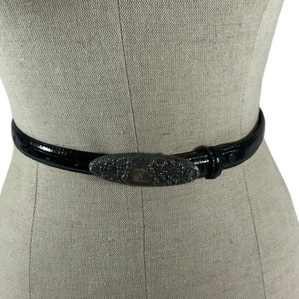 Genuine vintage sterling silver ANDREA BARNETT leather belt size 30